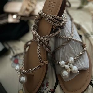 Neutral colored rope sandals brand new